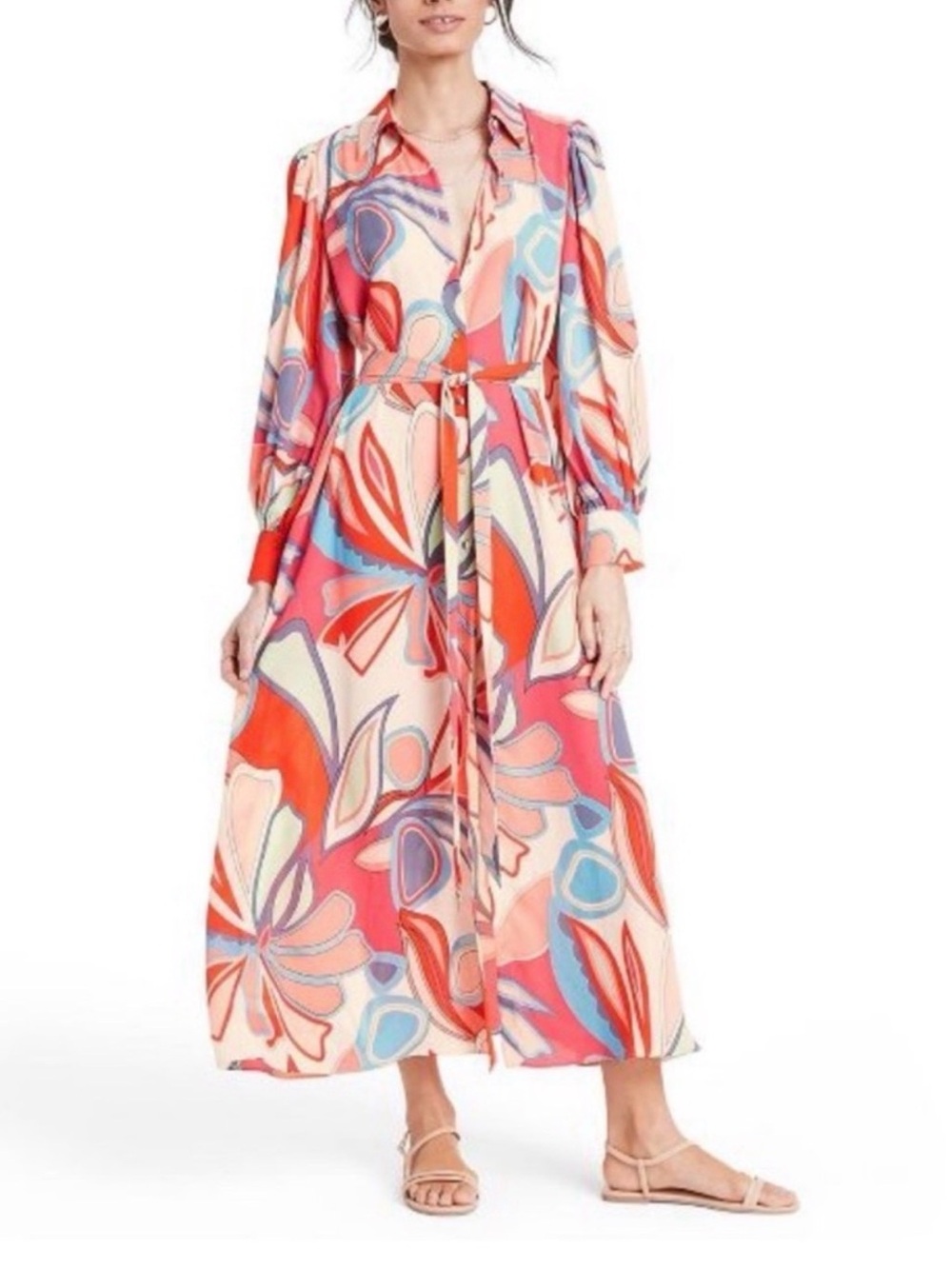 Alexis Multicolor Floral Print Long Sleeve Maxi Dress NWT